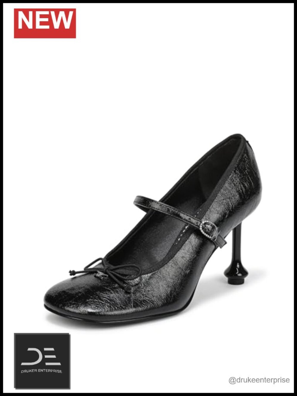 Vivian Leather Stiletto Heel Pump Slip-on Round Toe Mary Jane